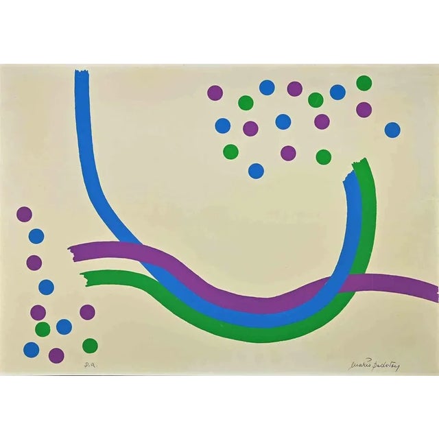 Modern Mario Padovan, Abstract Composition, Screen Print, 1971 For Sale - Image 3 of 3