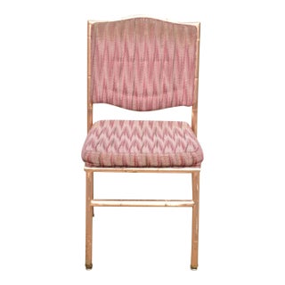 Late 20th Century Faux Bamboo Pink Rose Gold Upholstered Banquet Dining Chair by Shelby Williams For Sale