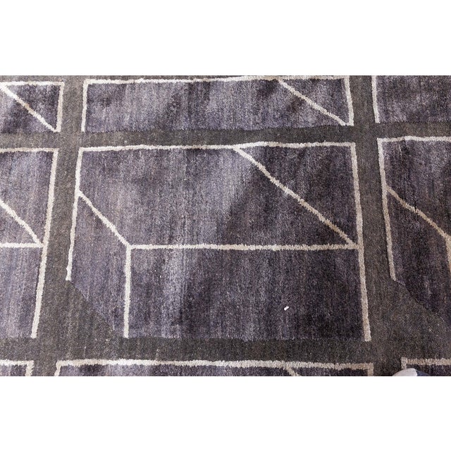 Early 21st Century Modern Geometric Oversized Slate Gray Silk Rug "Vantage" by Doris Leslie Blau For Sale - Image 5 of 9