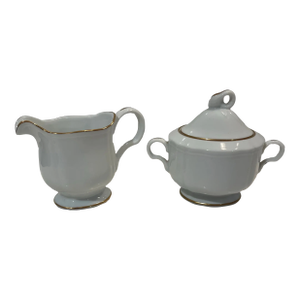 Late 20th Century Mikasa Gold Coin Sugar Bowl and Creamer Set, 1985