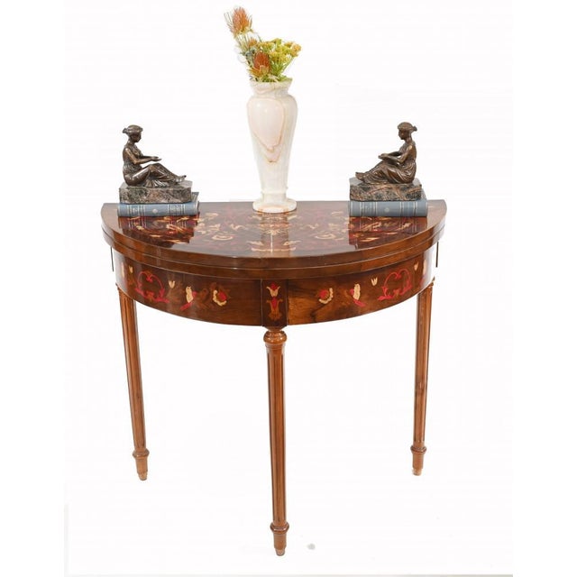 Gorgeous games or chess table in the French Empire manner. In itself can function as a demi lune console table. Intricate...