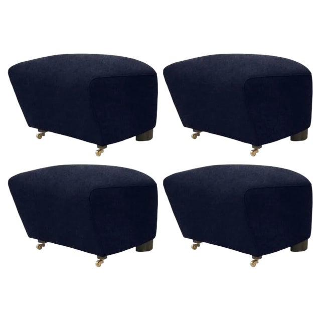 Blue Smoked Oak Hallingdal the Tired Man Footstools by Lassen, Set of 4 For Sale