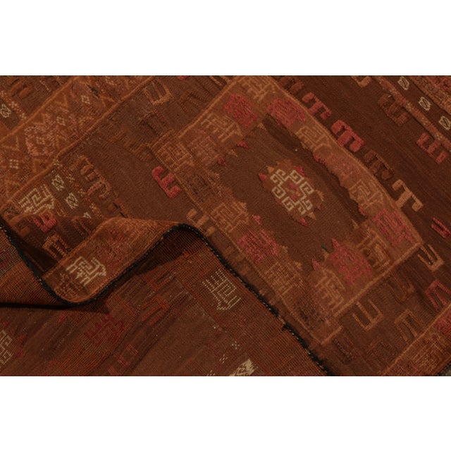 Vintage Afghan Tribal Kilim in Brown With Geometric Pattern by Rug & Kilim For Sale In New York - Image 6 of 7