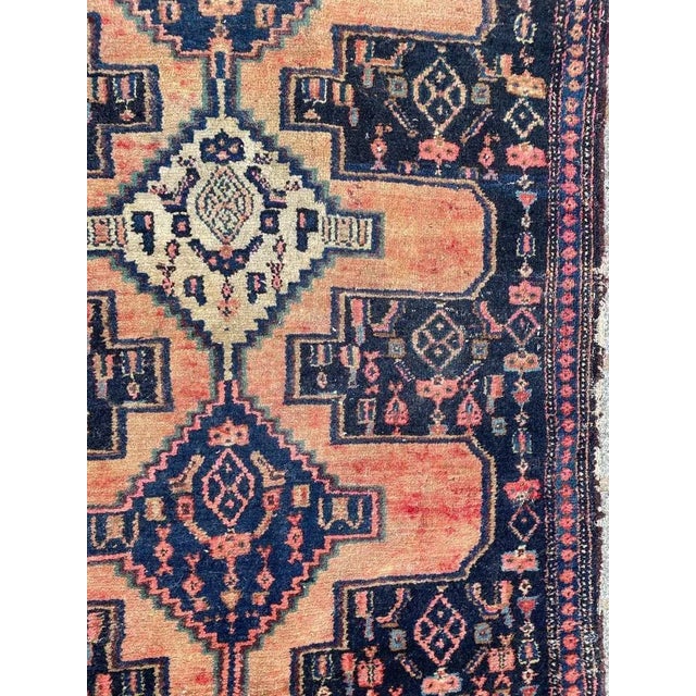 Blue Small Vintage Senneh Rug For Sale - Image 8 of 16