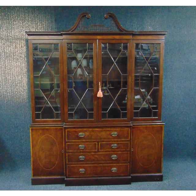 Baker Mahogany Inlaid Banded Breakfront China Chairish