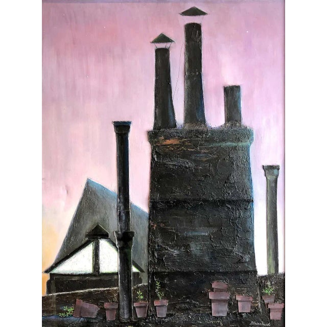 Robert Blanchard Industrial Mixed-Media Oil Painting by Robert Blanchard For Sale - Image 4 of 10