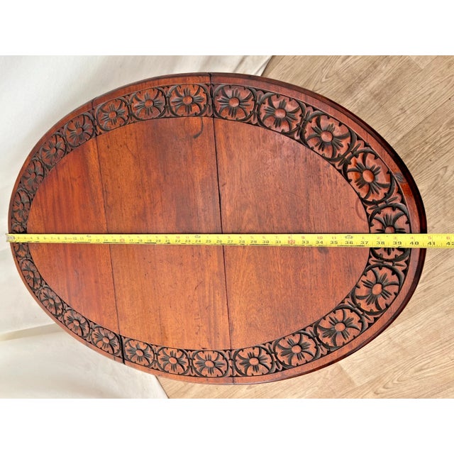 Antique Oval Gate Leg Kitchen Table Drop Side Leaf Carved Mahogany Barley Twist For Sale - Image 12 of 13