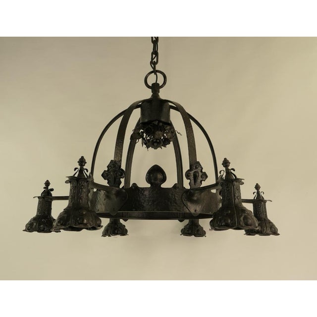 Viennese Wrought Iron Chandelier, Austria, 1900s For Sale - Image 9 of 18