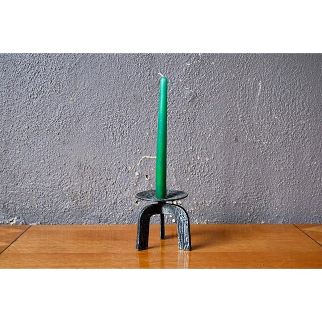 Brutalist Tripod Metal Candleholder, 1970s For Sale - Image 6 of 7
