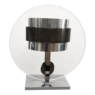 1970s Pierre Cardin Chrome, Brass and Lucite Table Lamp, Mid-Century Modern For Sale