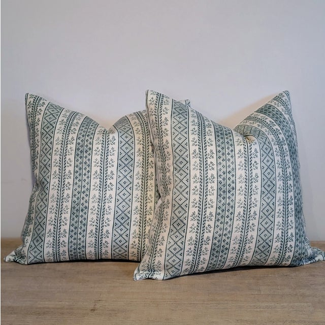 Traditional Jasper Dutch Stripe Porcelain 20" Pillows For Sale - Image 3 of 8