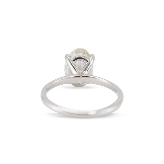 Metal 14k White Gold Gia 3.02ct Oval Cut Natural Diamond Solitaire Engagement Ring, Size 6.5 For Sale - Image 7 of 9