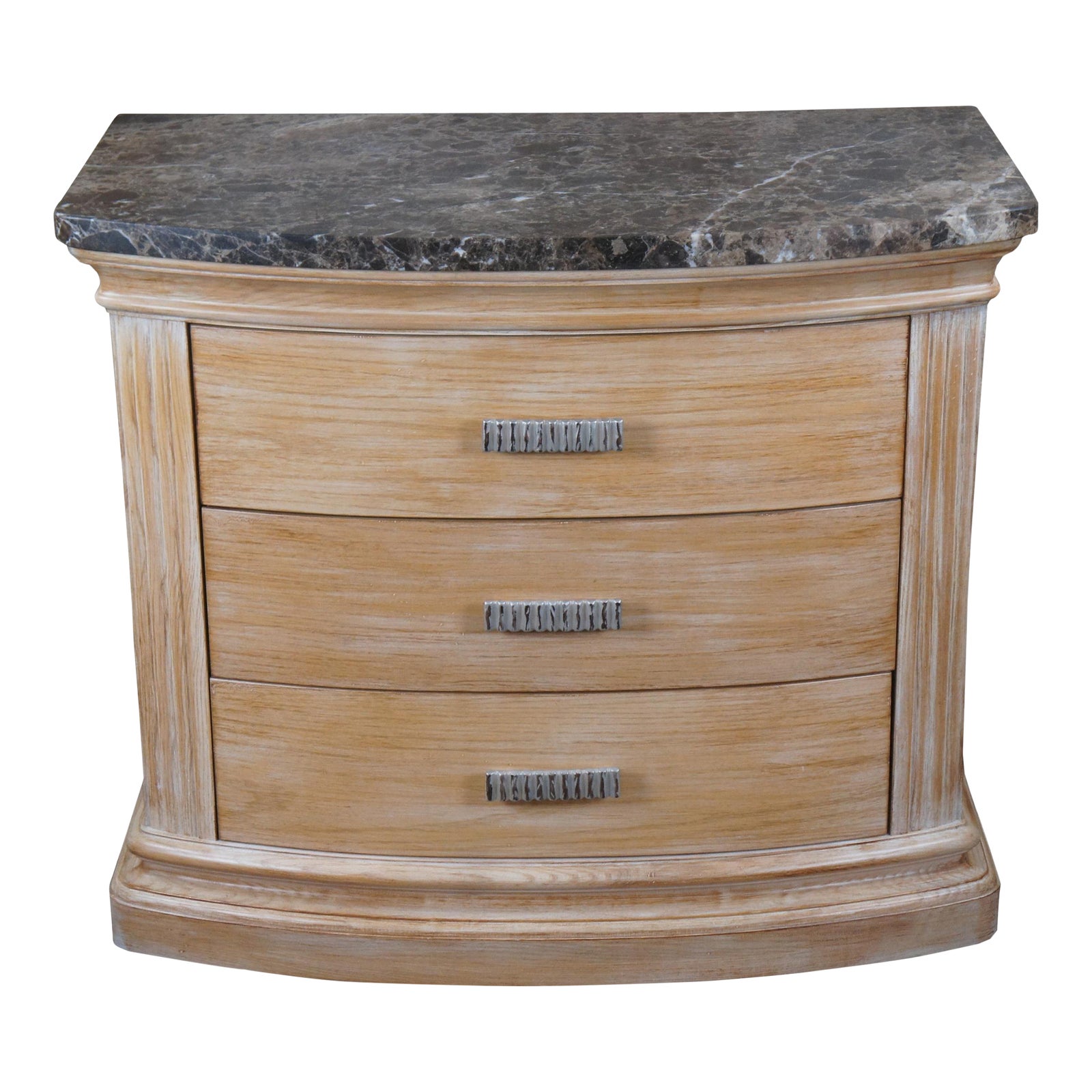 Late 20th Century Hickory White Odyssey Pickled Oak Demilune 3 Drawer