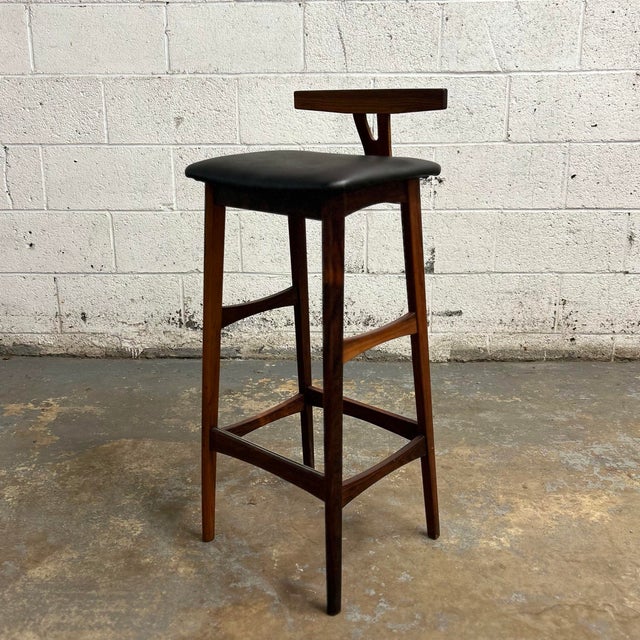 1960s Danish Mid Century Modern Bar Stools in Rosewood, a Pair - Knud Bent Design for Dyrlund For Sale - Image 9 of 12