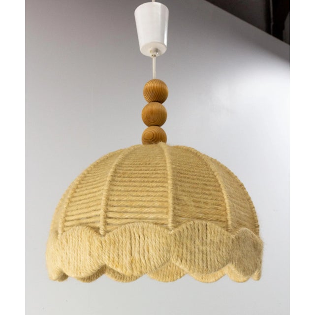 Ceiling pendant, france lustre made of natural wool on a metallic frame. Soft and pleasant lighting. The height of the...