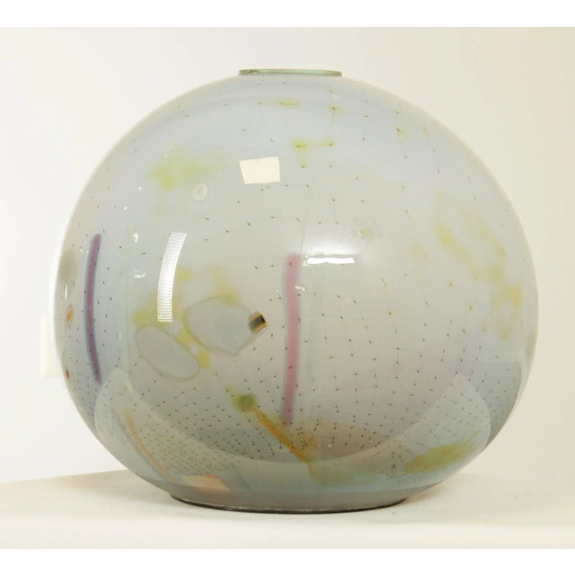 Modern 1984 Studio Art Glass Orb Sculpture or Vase by Robert Palusky For Sale - Image 3 of 12