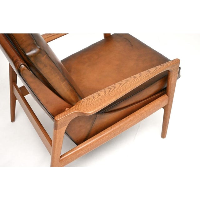 Vintage Danish Oak and Leather Armchair from IB Kofod Larsen, 1960s For Sale - Image 11 of 12
