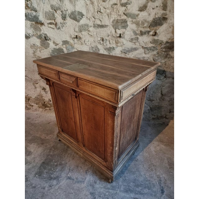 Antique French Oak Shop Counter Kitchen Island on Castors, 1880 For Sale - Image 13 of 18