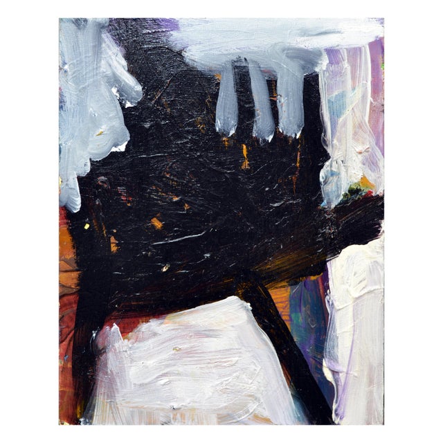 Abstract Expressionism primarily black and white painting by Kristin Cohen (American, b.1963). Purchased as part of her...