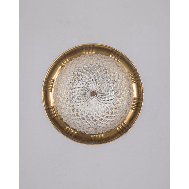 Vintage Italian Ceiling Lamp in Brass and Glass, 1960s For Sale - Image 4 of 9