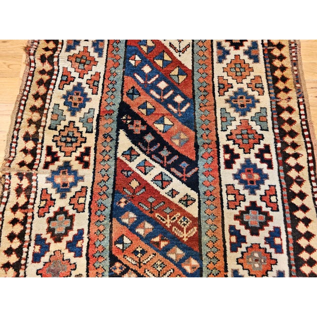 19th Century Gendje Kazak Runner, Hand-Knotted, Wool Pile, Caucasus, 4' x 9' For Sale - Image 13 of 18