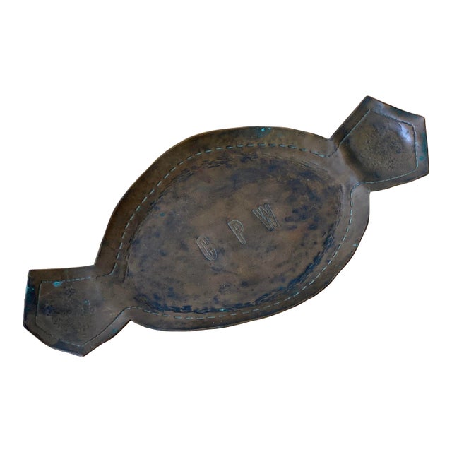 Folk Art Hammered Copper Printing Plate "Candy Dish" Tray, Circa 1930s/40s For Sale