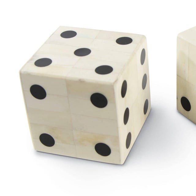Traditional Regina Andrew Oversized Bone Gaming Dice - A Pair For Sale - Image 3 of 4