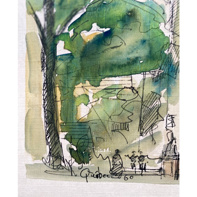 Mid-Century Modern 1960 Jacques Schyrgens Notre Dame Quebec Canada Watercolor For Sale - Image 3 of 4