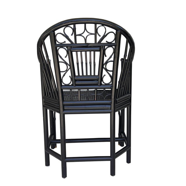 Late 20th Century Faux Bamboo Brighton Pavilion Style Chinoiserie Corner Chair For Sale - Image 4 of 7