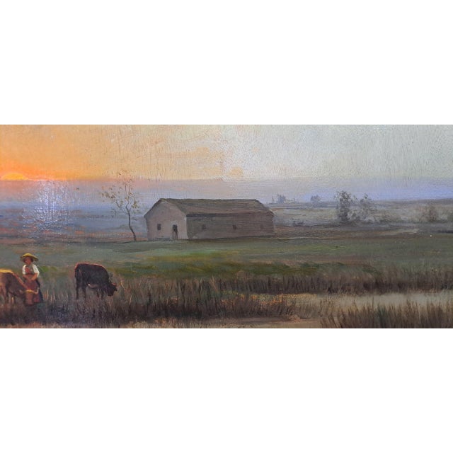 G. Bazzani, Lombard Countryside, 1920s, Oil Painting on Panel, Framed For Sale - Image 4 of 8