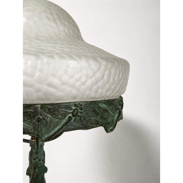 Metal Model 6530 Table Lamp with Crocodile Glass Shade by Alice Nordin for Böhlmarks, 1890s For Sale - Image 7 of 12
