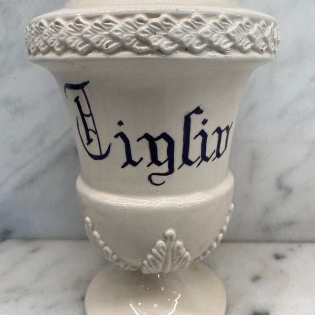 Italian Antique Italian Apothecary Jar Venetian Porcelain Urn Large For Sale - Image 3 of 11
