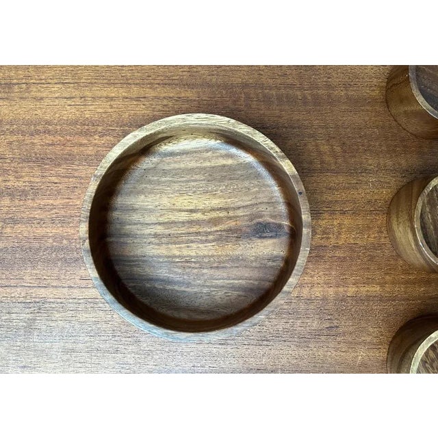 Vintage Scandinavian Teak Bowls, Set of 7 For Sale - Image 3 of 11