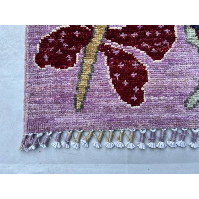 Art Deco Qashqai Butterfly Design Runner, Lilac Purple, 2'9" X 9'7" For Sale - Image 3 of 12