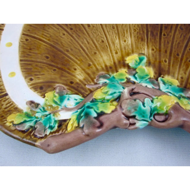 A rarer English majolica crescent shaped plate from Thomas C. Brown-Westhead, Moore & Co., Cauldron Place, Stoke-upon-...