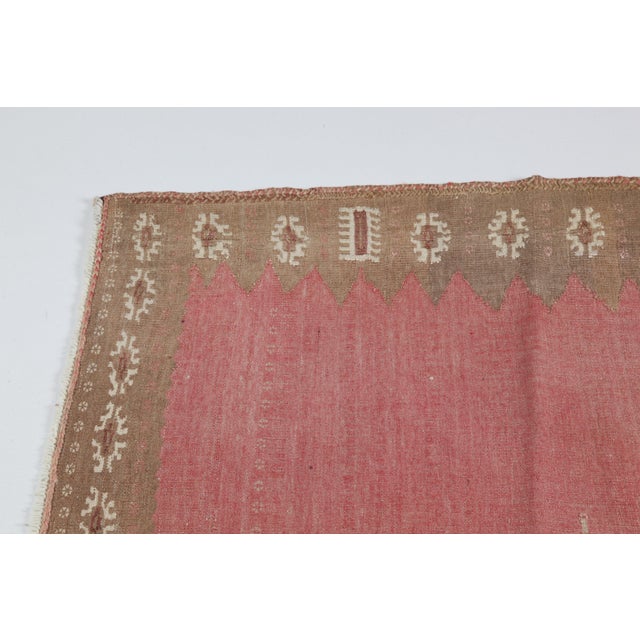 1940s 1940s Vintage Red Tones Old Sofrah Floor Kilim Rug For Sale - Image 5 of 12