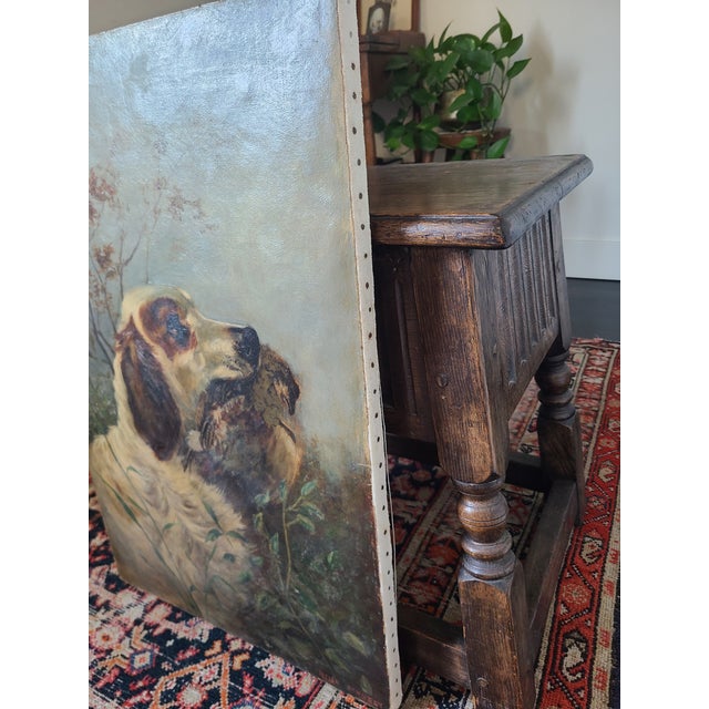 Antique 19th Century Oil Painting Moody Dog Portrait English Setter Hunting Scene For Sale - Image 13 of 17