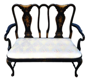 Vintage Queen Anne Chinoiserie Bench
