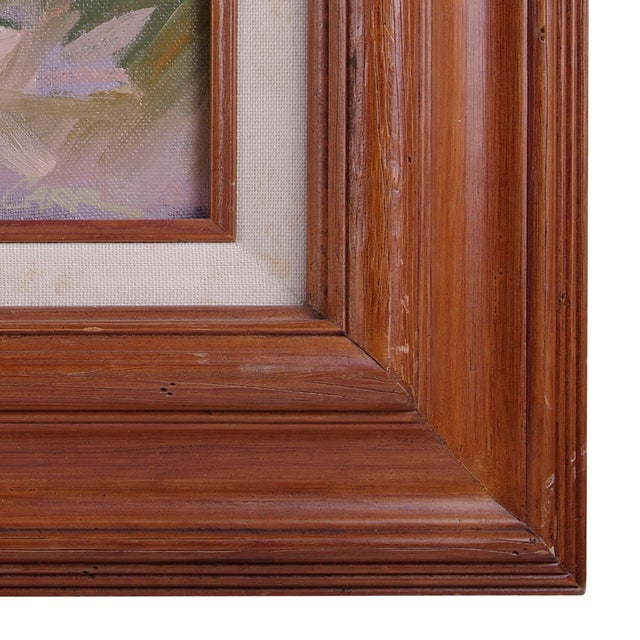 American 1980s Vintage Unsigned Tree Lined Driveway Oil Painting For Sale - Image 3 of 4