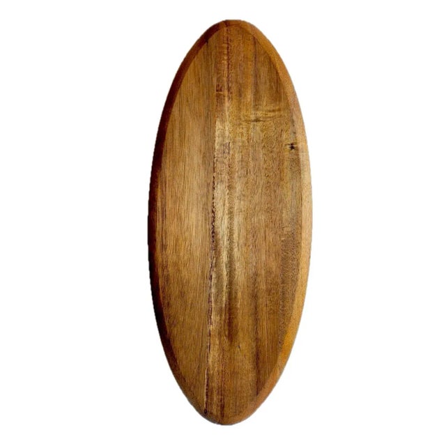 Vintage Teak Wood Surfboard Shaped Charcuterie Board For Sale - Image 9 of 9