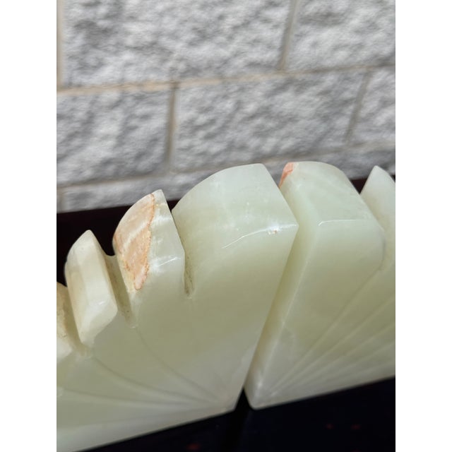Mid 20th Century Pair of Carved Onyx Art Deco Bookends For Sale - Image 11 of 11