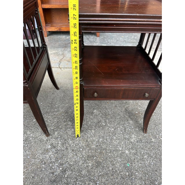 Mid 20th Century Pair of Potthast Brothers Style Mid-Century American Federal Mahogany Side Tables For Sale - Image 4 of 12