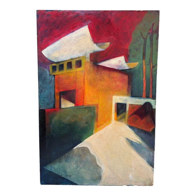 Katherine Dunn Giacometti Courtyard Oil Painting, Circa 1999 For Sale