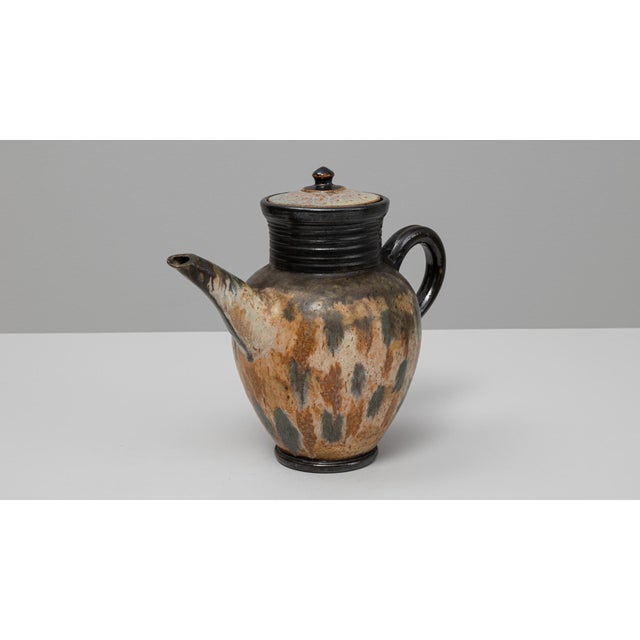 Mid 20th Century German Drip Glaze Ceramic Jug With Lid For Sale - Image 11 of 18
