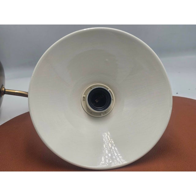 Brass wall lamp, 1970s, Scan Lamps, dimensions: height 18 cm, depth 29.5 cm, lampshade diameter 20 cm, plate diameter 12.5...