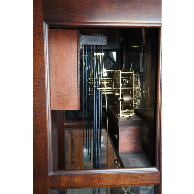 Vintage Howard Miller Georgian Style Flame Mahogany Moon Dial Grandfather Clock For Sale - Image 16 of 16
