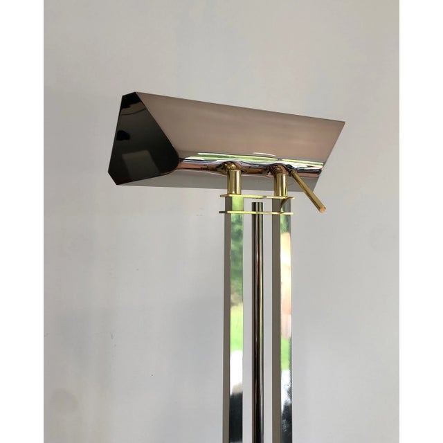 Gun Metal and Brass Floor Lamp For Sale - Image 9 of 13