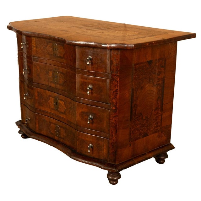 Antique Austrian Baroque Inlaid Walnut Burl Chest Drawers Dresser Commode 1760 For Sale - Image 9 of 14