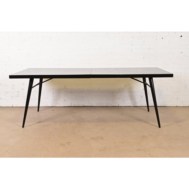Paul McCobb Planner Group Mid-Century Modern Black Lacquered Extension Dining Table, Newly Refinished For Sale - Image 13 of 13