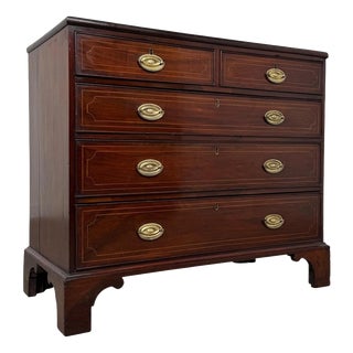 18th Century English Mahogany Chest of Drawers with Satinwood Inlay For Sale